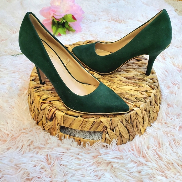 Marc New York Shoes - Andrew Marc Newyork Emerald Green Gold Lined Pointed Toe Stiletto Heel 5.5